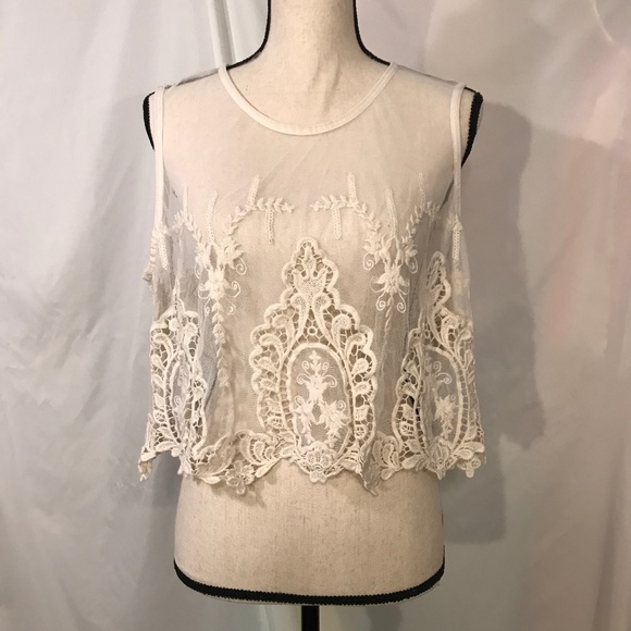 Pretty Lace Crop Top, Sz XL - Picture 1 of 5